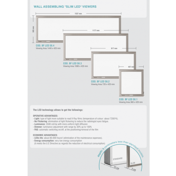 Διαφανοσκόπιο Slim Led Ultra X-ray Weiko διπλής θέσης 42 Χ 72 cm