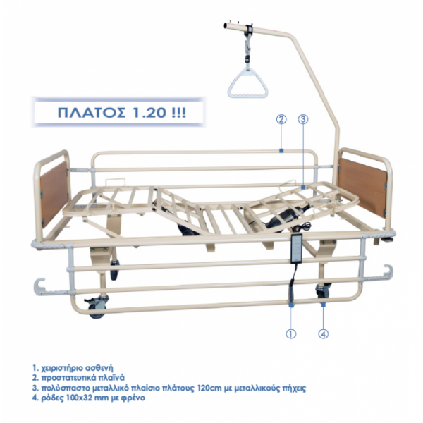 ΝΟΣΟΚΟΜΕΙΑΚΟ ΚΡΕΒΑΤΙ ΗΛΕΚΤΡΙΚΟ ΠΟΛΥΣΠΑΣΤΟ  KN 303 Εcon ΒΑRIATRIC 120
