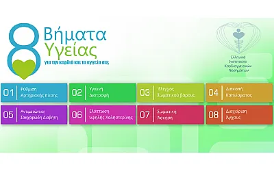 8 Βήματα Υγείας, για την καρδιά και τα αγγεία σας.